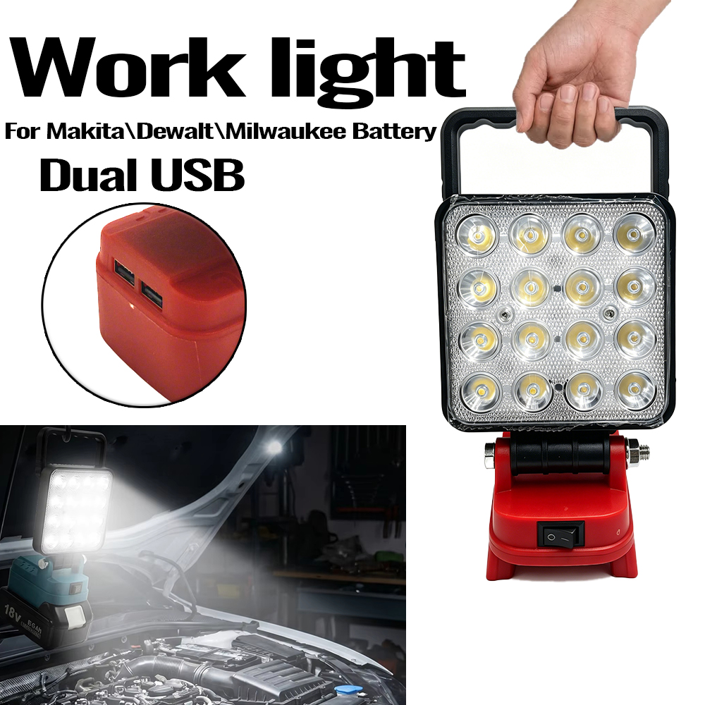 Outdoor Lighting Milwaukee - Luz LED portátil para Makita/Milwaukee/Dewalt, batería
