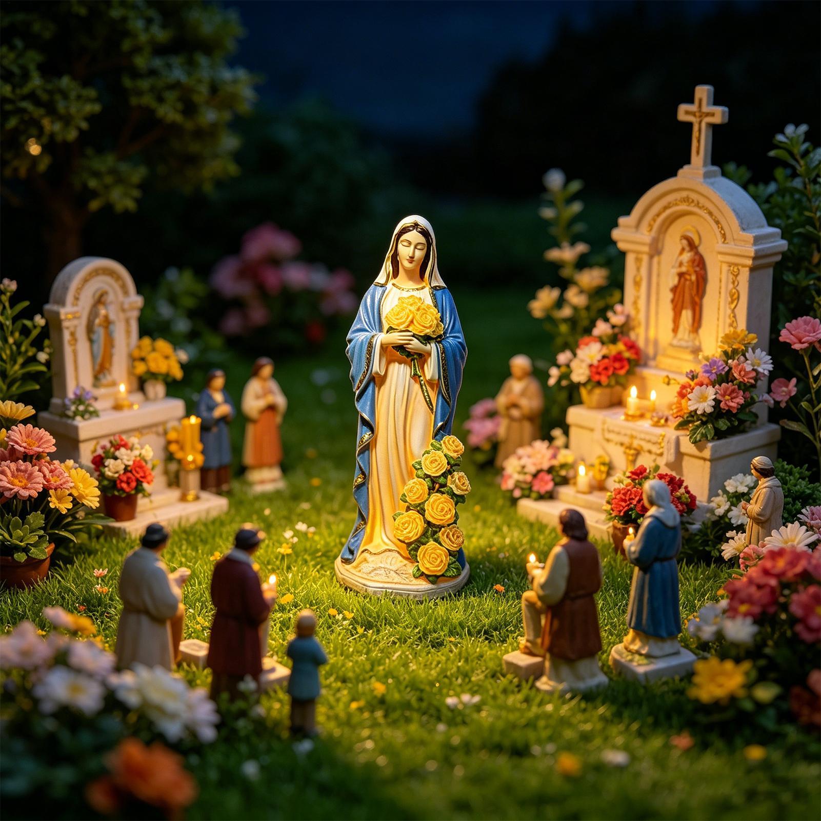 Estatua solar de la Virgen Mar - Halo Outdoor Lighting reseña y precio
