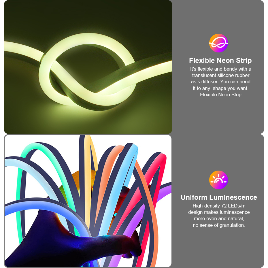 Tira de Luces LED RGB de Neón  - Outdoor Lighting No Wiring reseña y precio
